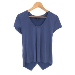 BCBGMaxazria Split Black Blouse short sleeve